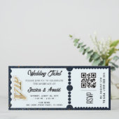 Golden wedding Party Ticket Invitation Einladung (Stehend Vorderseite)