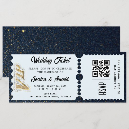 Golden wedding Party Ticket Invitation Einladung (Vorne/Hinten)