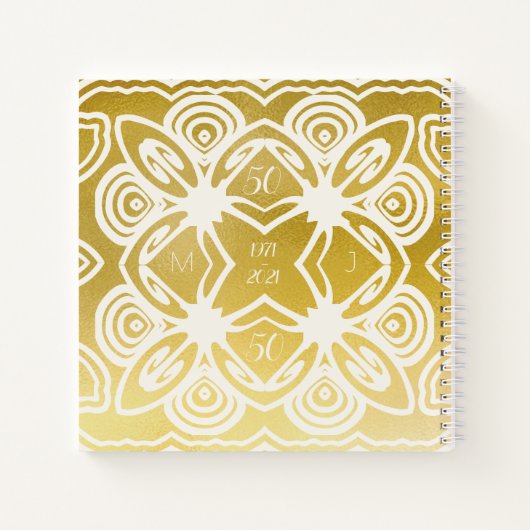 Golden Wedding Personalisiert Art Deco Gästebuch Notizblock (Rückseite)