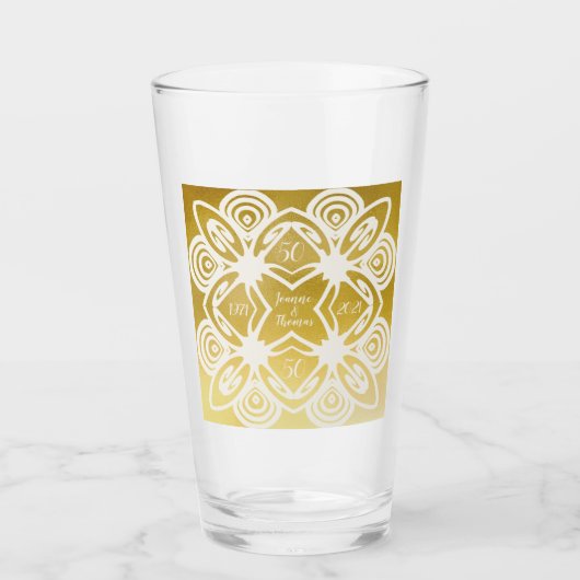 Golden Wedding Personalisierte Art Deco Glas (Vorderseite)