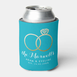 Golden Wedding Rings Fvor Aqua Blue Can Cooler Dosenkühler