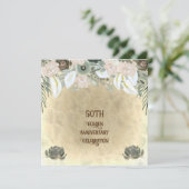 Golden Wedding Sage Green Watercolor Blume Einladung (Stehend Vorderseite)