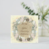 Golden Wedding Sage Green Watercolor Blume Einladung (Stehend Vorderseite)