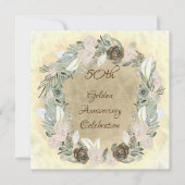 Golden Wedding Sage Green Watercolor Blume Einladung (Vorderseite)