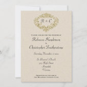 Golden Wedding Wappen Mit Monogramm Elegante Hochz Einladung (Vorderseite)