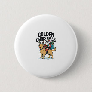 Golden Weihnachten Santa Reitender Retriever Shirt Button