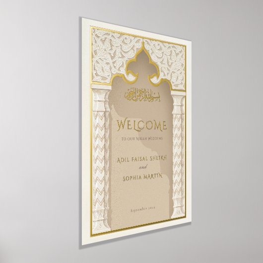Golden Welcome Sign für die Islamische Nikah Weddi Foliendrucke (Ablage )