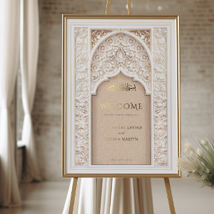 Golden Welcome Sign für die Islamische Nikah Weddi Foliendrucke