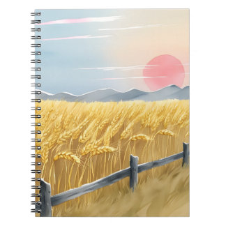Golden Wheat Field Sunset Notebook Notizblock