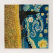 Golden Wheat Field Under Starry Skies - Textured O Puzzle (Horizontal)