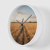 Golden Wheat Field Wall Clock - Landschaft Natur Uhr (Winkel)