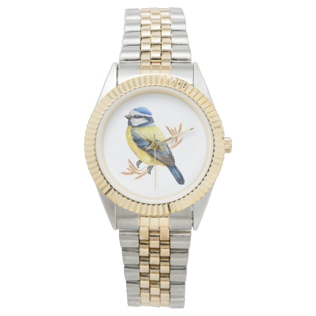 Golden Wheat und Blue Tit Armbanduhr (Vorderseite)