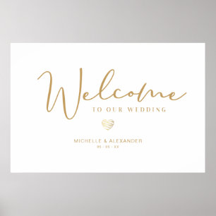 Golden while whimsical Willkommen Gäste Hochzeiten Poster
