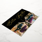 Golden Whimsical Luxury Modern 2 Photos Collage Folieneinladung (Gedreht)