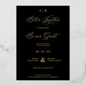 Golden Whimsical Luxury Modern 2 Photos Collage Folieneinladung (Rückseite)