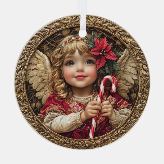 Golden Whimsy – Angel of Christmas Delight Ornament Aus Glas (Rückseite)