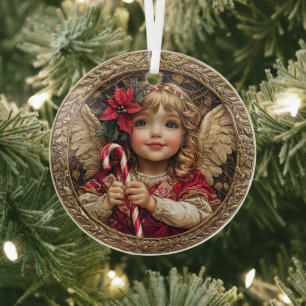 Golden Whimsy – Engel der Weihnachtsfreude Ornament Aus Glas