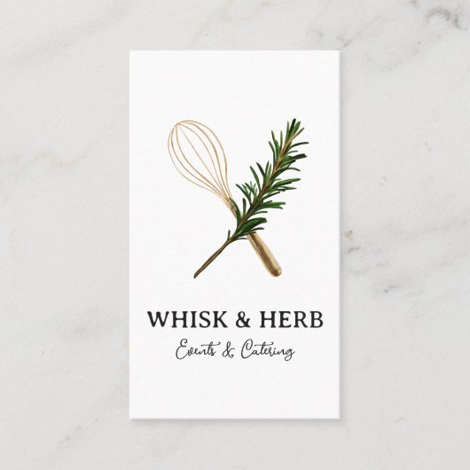 Golden Whisk & Rosemary Persönlicher Koch & Cateri Visitenkarte (Vorderseite)