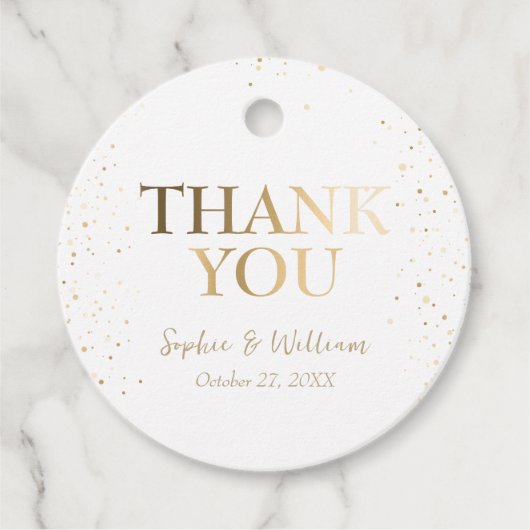 Golden & White Beautiful Elegante Wedding Vielen D Geschenkanhänger (Vorderseite)