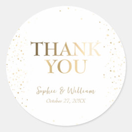 Golden & White Beautiful Elegante Wedding Vielen D Runder Aufkleber