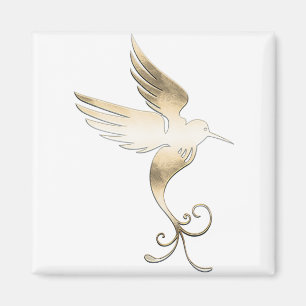 Golden White Bird Magnet