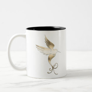 Golden White Bird Zweifarbige Tasse