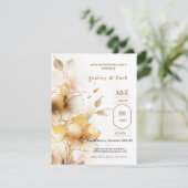 Golden white Blume WEDING Einladung (Stehend Vorderseite)