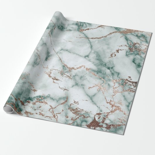 Golden White Cali Deep Green Marble Stone Brushs Geschenkpapier (Ungerollt)