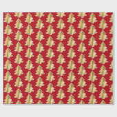 Golden & White Christmas Trees Geschenkpapier (Flach)