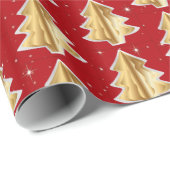 Golden & White Christmas Trees Geschenkpapier (Rolleneckpunkt)