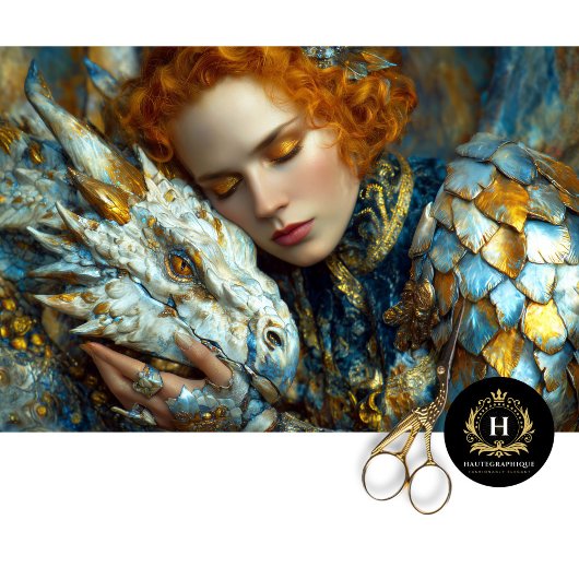 Golden White Dragon Fantasy Königin Decoupage Kuns Seidenpapier