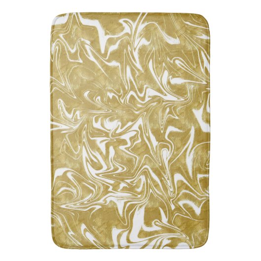 Golden & White Elegant Glam Marmorschlauch Badematte (Vorderseite Vertikal)