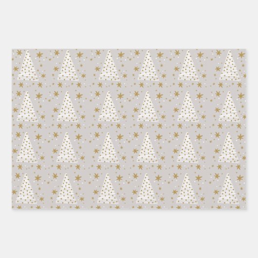 Golden White Elegant Simple Illustrated Christmas Geschenkpapier Set (Vorderseite 2)