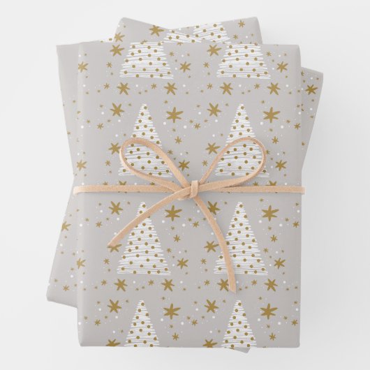 Golden White Elegant Simple Illustrated Christmas Geschenkpapier Set (Beispiel)