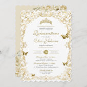 Golden White Elegante Barock Einladung (Vorne/Hinten)