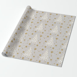 Golden White Elegante Einfache Illustrierte Weihna Geschenkpapier