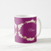 Golden White Floral Pink Geometric Wedding Gift Kaffeetasse (VorderseiteRechts)