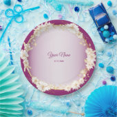 Golden White Floral Pink Geometric Wedding Party Pappteller (Party)