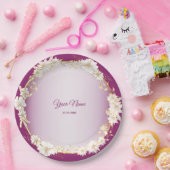 Golden White Floral Pink Geometric Wedding Party Pappteller (Party)