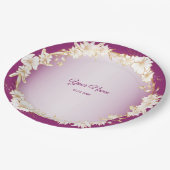 Golden White Floral Pink Geometric Wedding Party Pappteller (Schrägansicht)