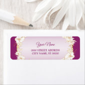 Golden White Floral Pink Wedding Return Address (Insitu)