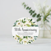 Golden White Florals 50. Hochzeitstag Einladung (Stehend Vorderseite)