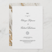 Golden White Foil Chic Hochzeitseinladung