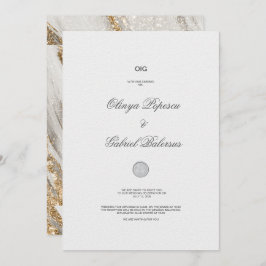 Golden White Foil Chic Hochzeitseinladung Einladung