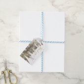 Golden & White Glam Pine Tree Rustikale Wald Hochz Geschenkanhänger (Mit Garn)