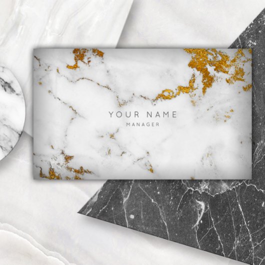 Golden White Gray Marble Vip Business Card Visitenkarte