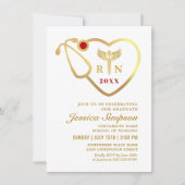 Golden White Modern Nursing School Abschluss Einladung (Vorderseite)