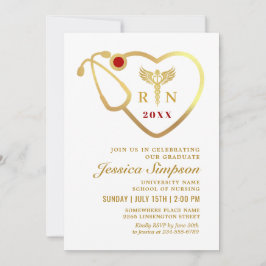 Golden White Modern Nursing School Abschluss Einladung