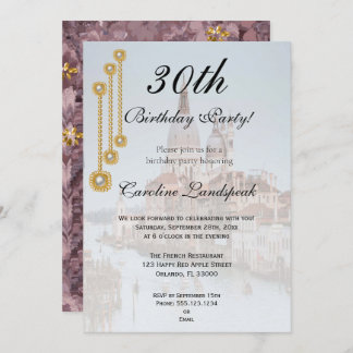 Golden & White Pearl Juwelen in Venedig Zum Geburt Einladung