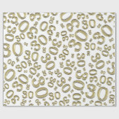 Golden/White Random Number Pattern am 0. Geburtsta Geschenkpapier (Flach)